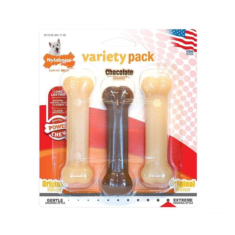 Nylabone Dura Chew Value Pack Chocolate & Original Flavors Dog Bone Toy